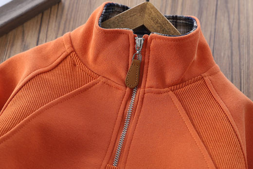 110-170双面棉拉链格子POLO卫衣 商品图6