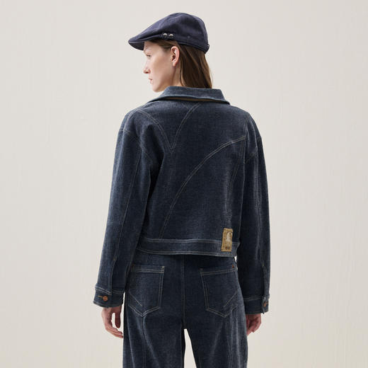 谜底牛仔外套长袖2025年冬季新品舒适弹力立体设计感女254MW1660 商品图2