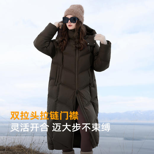 【高蓬高充绒】三彩2025冬季新款防水羽绒服长款90白鸭绒被子服M 商品图1