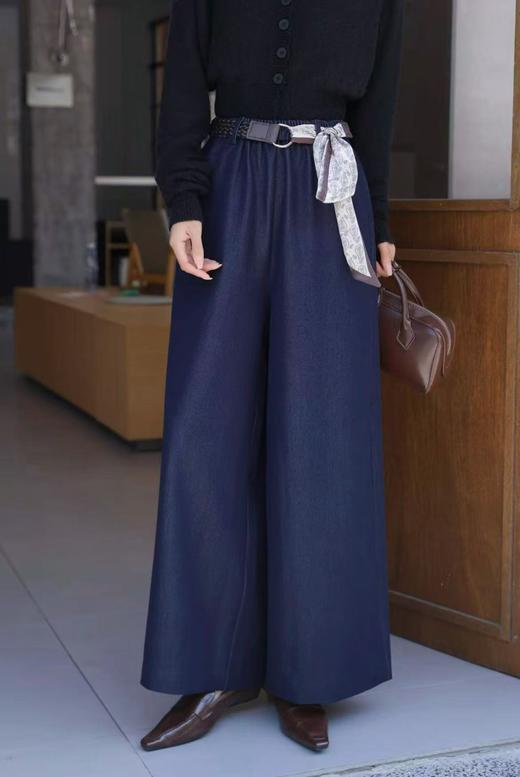 12.12错过没有！清货不退退货勿拍【秋上新】这垂感也太好了吧-2325丝带款品质阔腿裤休闲牛仔裤-喜出 商品图0