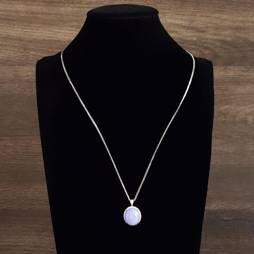 【天然正品】A货翡翠AU750收藏级白金豪镶钻镶天然细腻糯冰种浓紫紫罗兰蛋面翡翠戒指项链两用款18号（戒圈可改）女士230925NJM20现售价：28800 商品图9