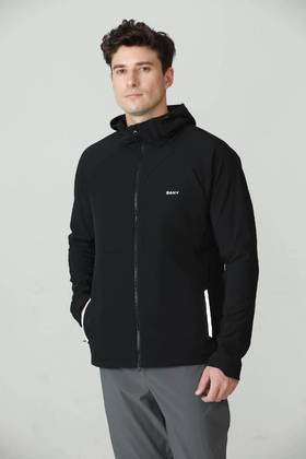 SANY休闲男士戴帽针织外套320C-黑色