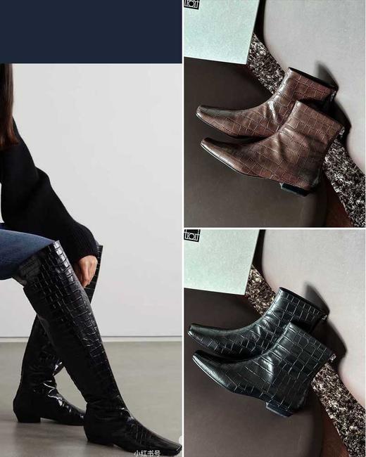 售完 THS-限时 TOT家 女士 气质款牛皮鳄鱼纹长筒靴 短靴 3色 BZ1267 商品图0