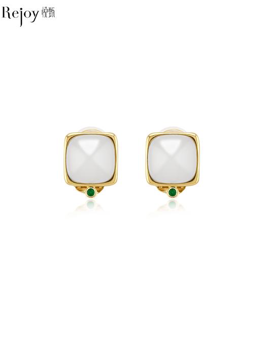 【天猫同款】玉塔-18K金和田玉祖母绿耳夹 商品图0