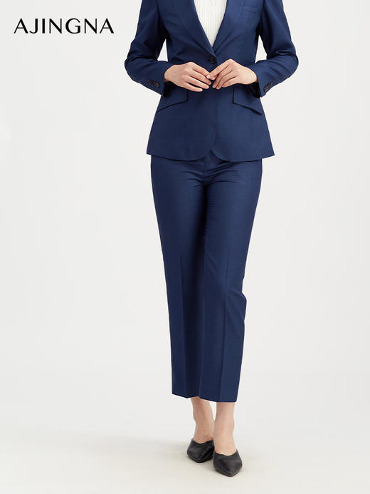 【商场同款】阿菁娜秋季新款深海蓝阳离子西裤女 光泽感挺括小脚裤 通勤日常多场景显瘦长裤A30Q110066 商品图2