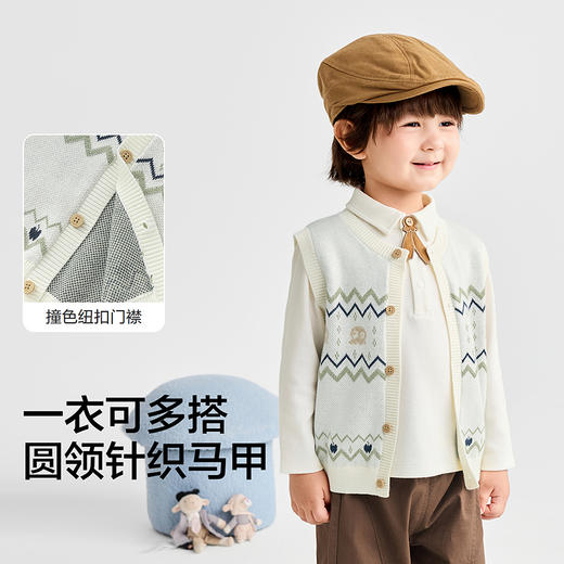 【商场同款】巴拉巴拉宝宝马甲男童针织衫圆领开衫毛衣2025秋新款 商品图3