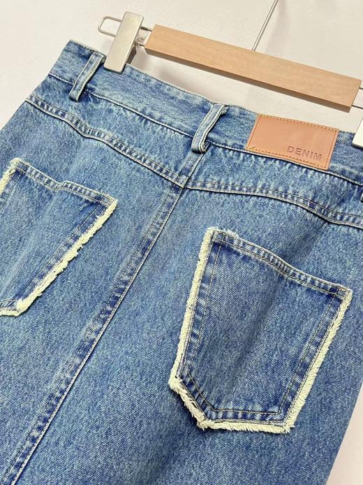 11.11直降到底！！【秋上新】100%棉5219牛仔半裙毛边后开叉-喜出 商品图3