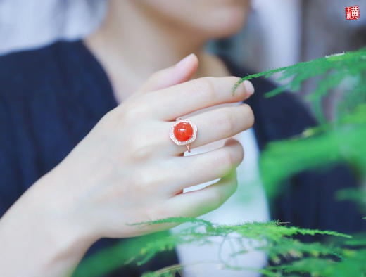 南红保山冰红戒指【舞纱】 925银镶 商品图3