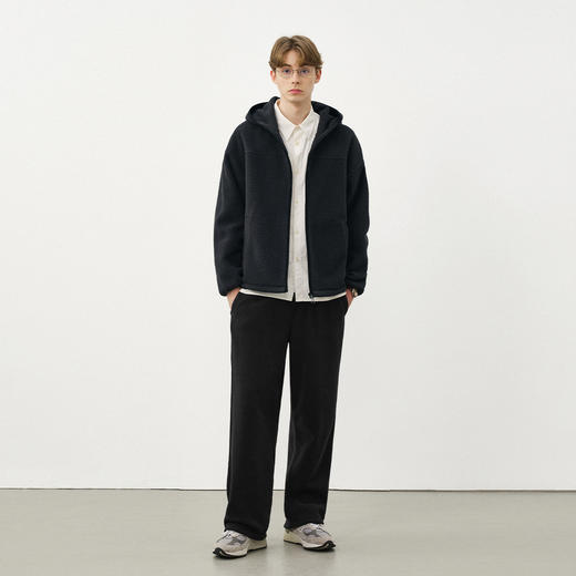 714street纯色羊羔绒连帽夹克百搭宽松2025新款工装棉服男秋冬 商品图1