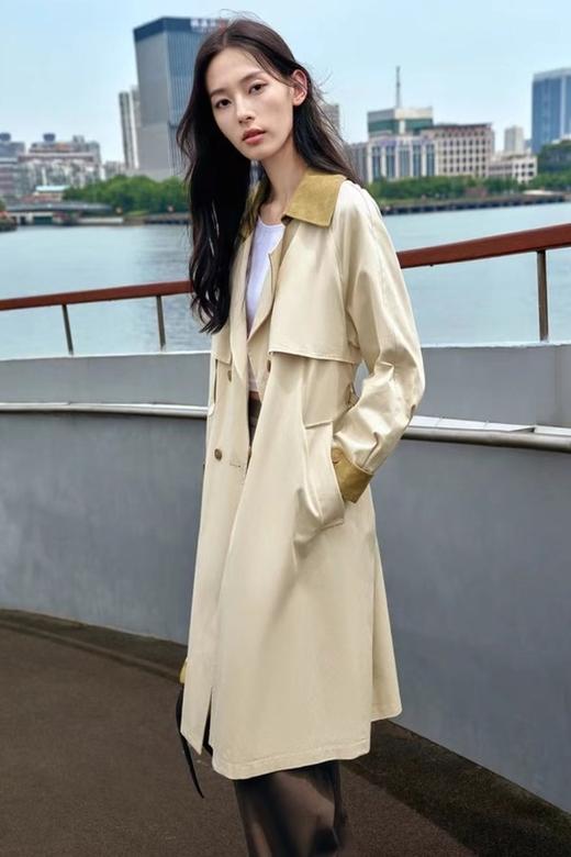ESTELLICA 浅卡其色高端撞色风衣外套 21384 商品图2