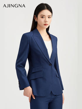 【商场同款】阿菁娜秋季新款深海蓝阳离子面料西装女 光泽感挺括通勤西装外套 修身A30Q108035