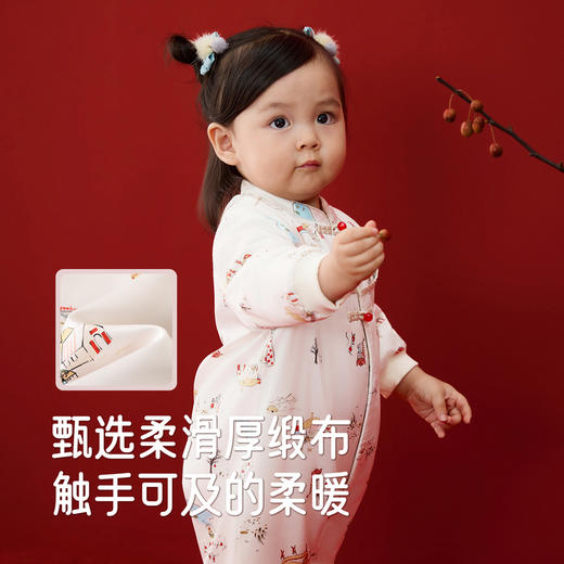 英氏婴儿哈衣女宝新生儿男宝冬季保暖长袖蛤衣新年连身衣舒适新款 商品图2