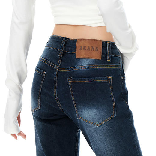 罗蒙女士牛仔裤美式微喇辣妹低腰显瘦百搭弹力马蹄喇叭拖地裤子女 商品图7