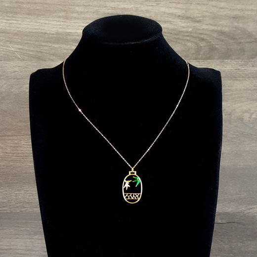 【天然正品】A货翡翠AU750黄金镶天然细腻冰种竹叶造型（竹报平安）满绿翡翠吊坠项链链长：45CM（长度可调节）女士230925NJM26现售价：3880 商品图7