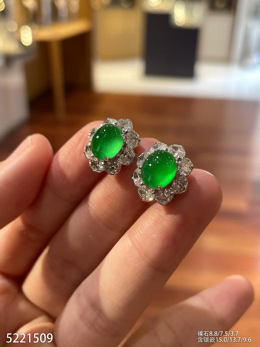 玻璃种黄阳色系蛋面耳钉【5221509】具体价格微信咨询 商品图0