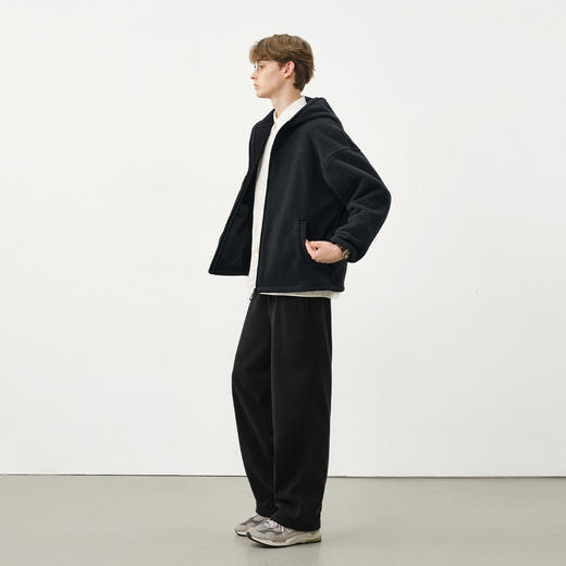 714street纯色羊羔绒连帽夹克百搭宽松2025新款工装棉服男秋冬 商品图3