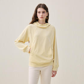 谜底连帽卫衣长袖2025年冬季新品纯色亲肤百搭中长款女254MV1652