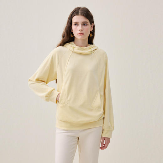 谜底连帽卫衣长袖2025年冬季新品纯色亲肤百搭中长款女254MV1652 商品图0