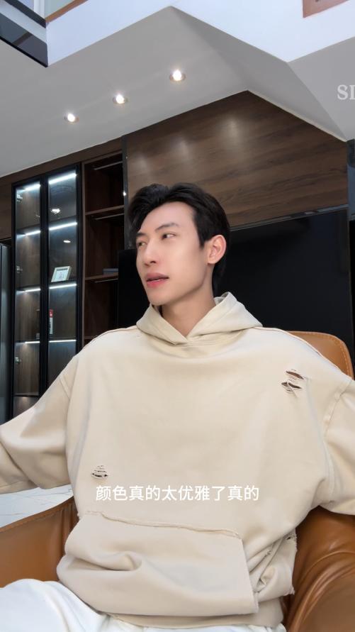 SDSA男士秋冬新款痞帅男装韩版纯色裁剪破洞连帽卫衣时尚情侣上衣 商品图0