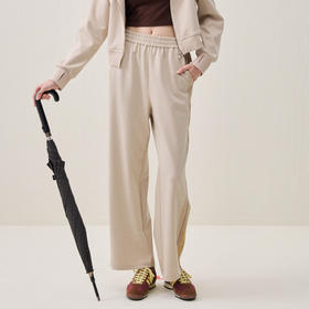 谜底阔腿裤长裤2025冬季新品侧缝印花显腿长抽绳设计女254MK1685