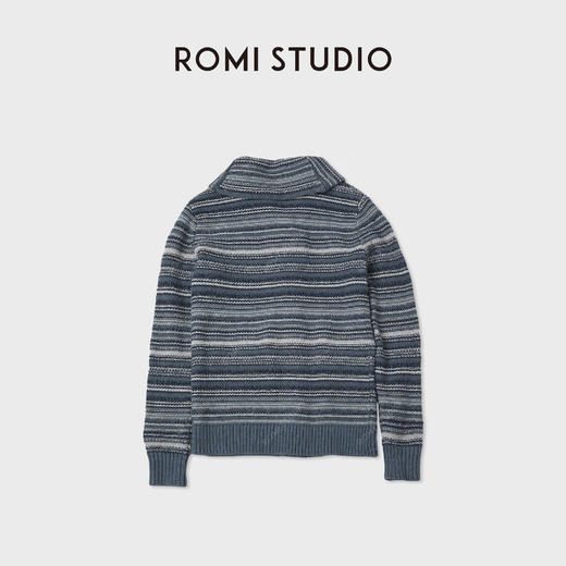 ROMI STUDIO"法风条纹"手工挑边蓝调棉麻复古条纹开衫RWCAST6105 商品图2