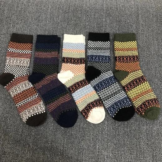 男女款民族风羊毛混纺中筒袜5双组【羊毛】 商品图0