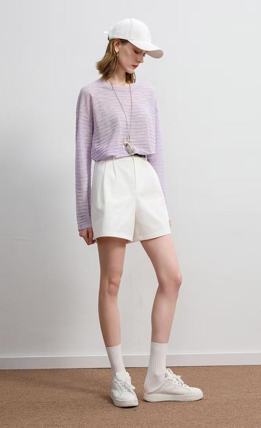 朦胧美妙MOC*同款淡紫天丝亚麻长袖针织衫 商品图11