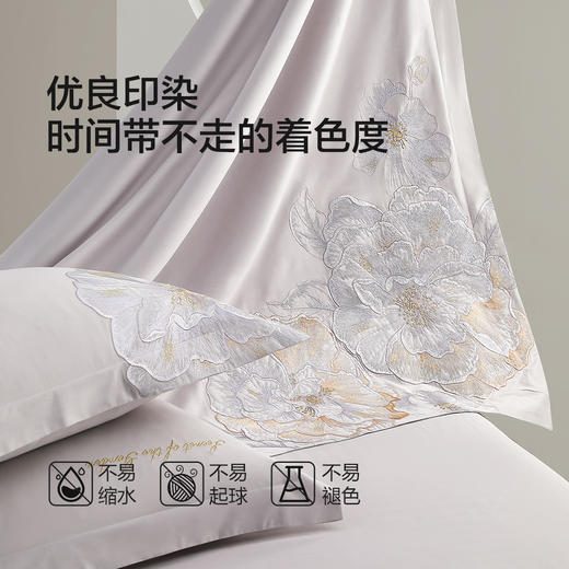 水星家纺轻奢简约60支新疆长绒棉抑菌舒适床上用品四件套严选 商品图3