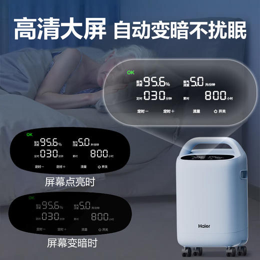 海尔（Haier）5L升制氧机家用老人医用级吸氧机孕妇呼吸雾化超轻音507W 商品图6