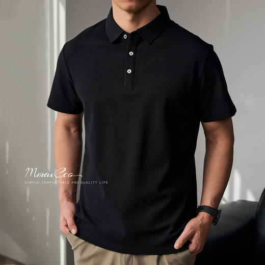 墨麦客男装纯色基础抗菌短袖polo衫男士2025春季新款翻领t恤男薄 商品图0