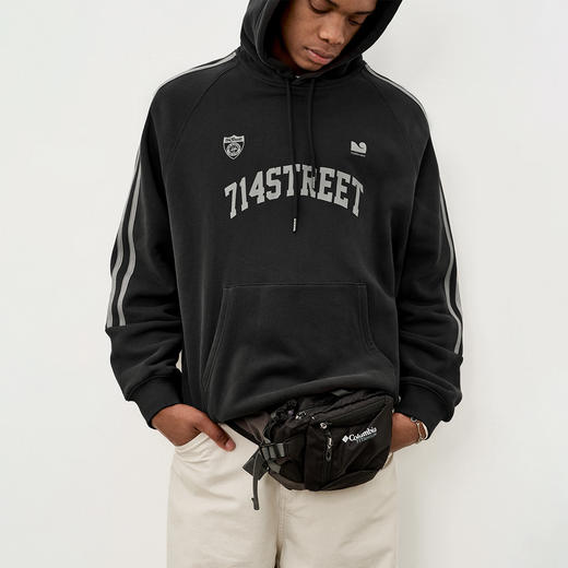 714street美式复古撞色运动风连帽卫衣男2025秋冬潮牌情侣款帽衫 商品图1