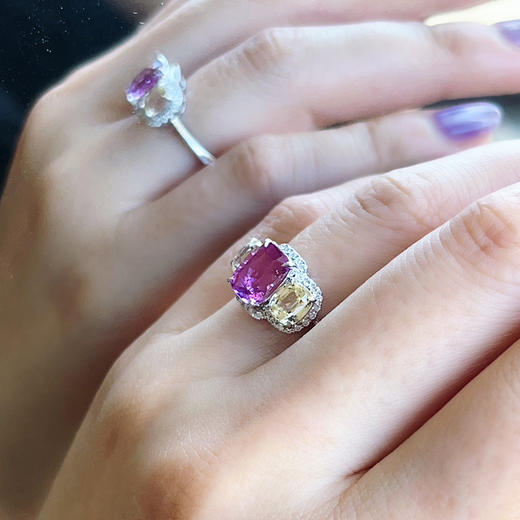 CLASSIC系列 18K镶钻石和无烧彩色蓝宝石 戒指 商品图1