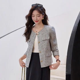 HR YJLY8619气质简约小香单排扣法式短外套