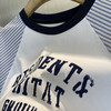 穿出时髦高衣品~2025设计师款撞色拼接条插肩袖纯棉字母T恤女款！ 商品缩略图0