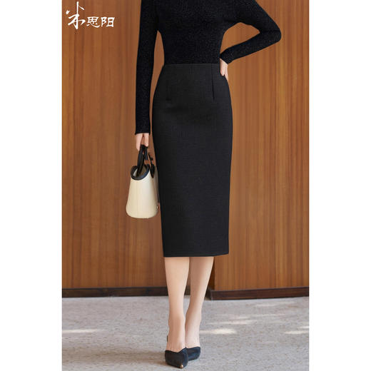 米思阳2026春季新款法式小香风黑色显瘦高级感高腰直筒半身裙女4770 商品图0