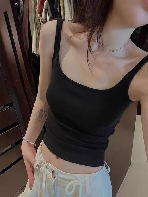 【品质美背】40支莫代尔～2201高弹力中细肩带免穿内衣一体杯背心-喜出 商品图2