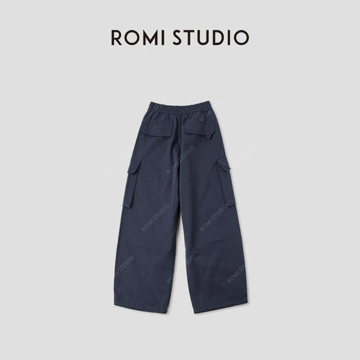 ROMI STUDIO“美式腔调”多口袋宽松棉质深蓝直筒工装裤RWCAX86173 商品图2
