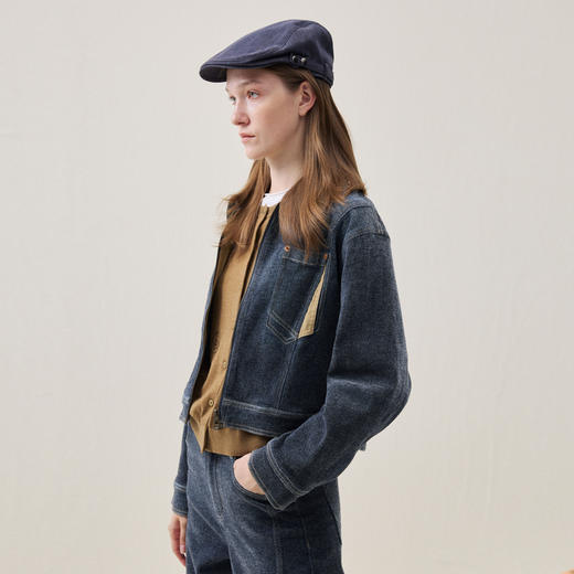 谜底牛仔外套长袖2025年冬季新品舒适弹力立体设计感女254MW1660 商品图1