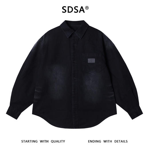 C5022SDSA男士秋冬新款痞帅男装时尚韩版做旧纽扣翻领牛仔长袖衬衫百搭 商品图1