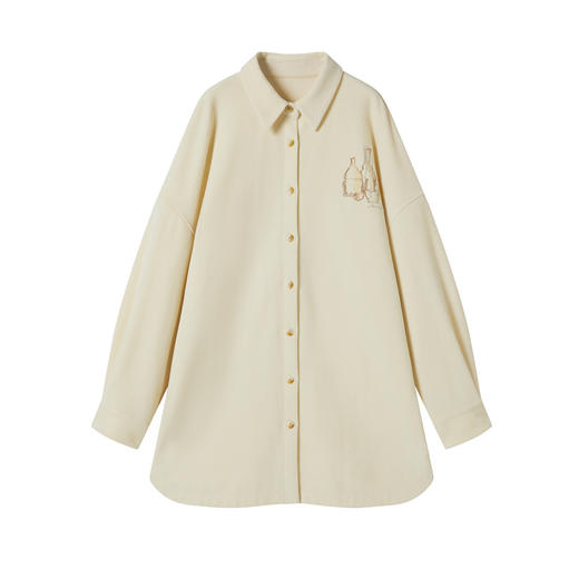 谜底大廓形衬衣长袖2025年冬季新品柔软温暖百搭衬衫女254MC1601 商品图4