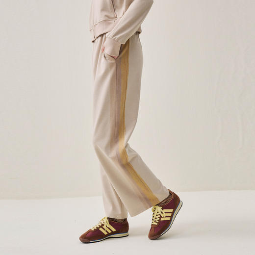 谜底阔腿裤长裤2025冬季新品侧缝印花显腿长抽绳设计女254MK1685 商品图1