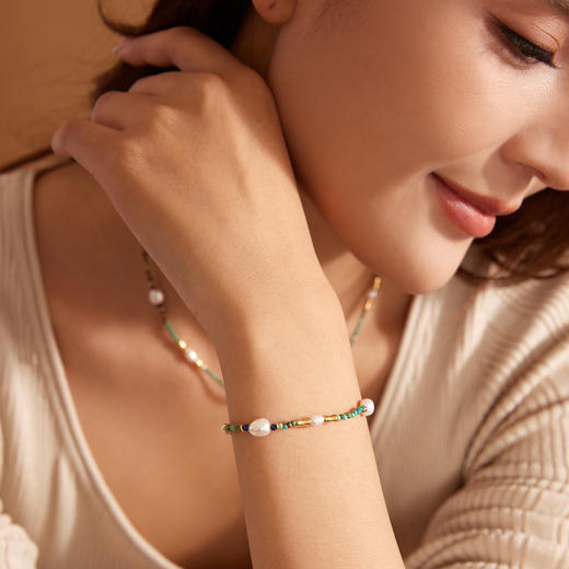 Manreya玛芮雅“焦糖森林”绿松石珍珠项链项链、手链|绿松，珍珠，银镀金 商品图6