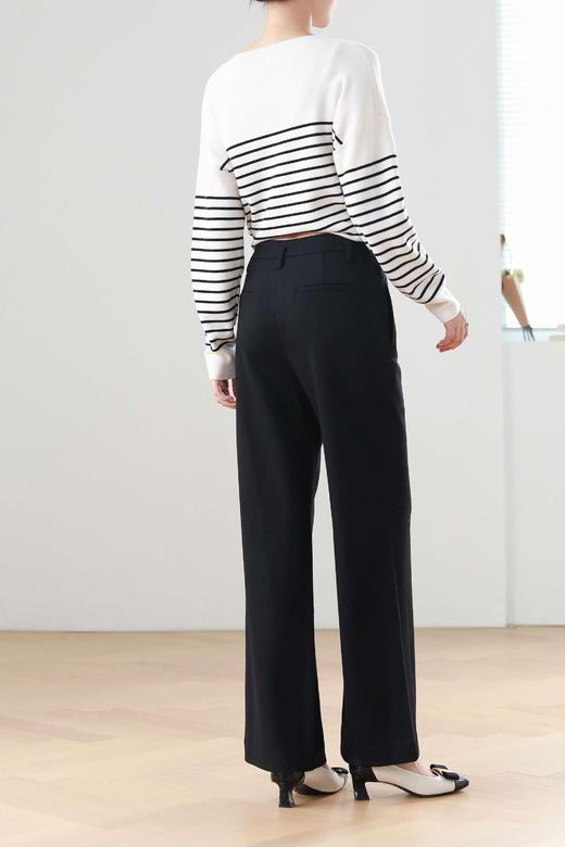 [面料升级]火桐hooton  极简舒适 醋酸羊毛直筒微喇裤88001 商品图3