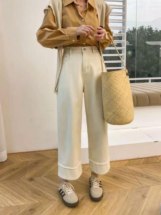 【秋上新】烟管裤～2706小个子秋季毛边裤型超好看显瘦休闲裤-喜出 商品图0