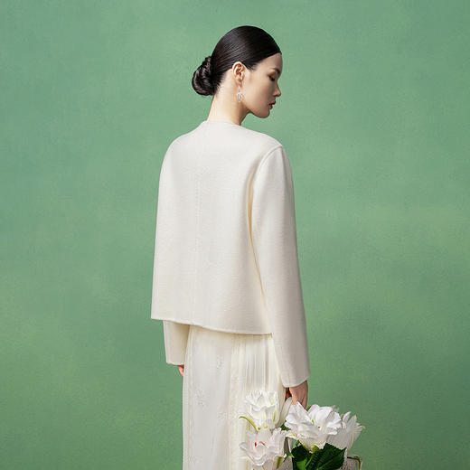 【林栖设计小店】（现货）绵羊毛双面呢手工钉花2025秋冬新款外套女1954069 商品图4