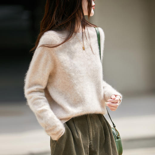 馥迦慵懒软糯拉绒拉毛无缝羊毛衫 商品图10