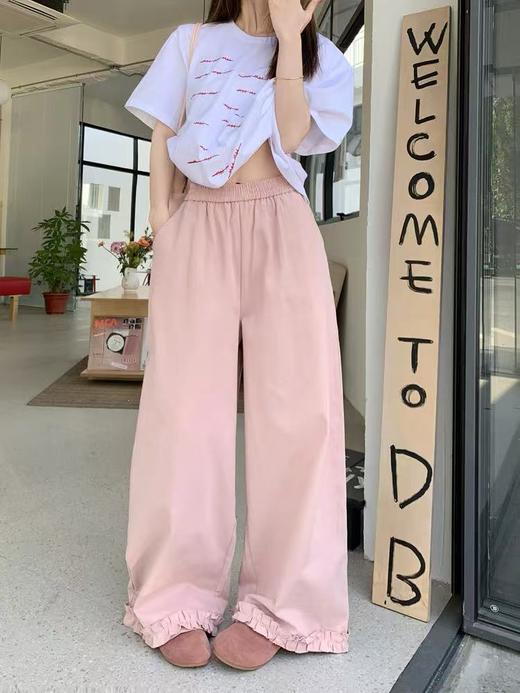 12.12错过没有！清货不退【秋上新】爆款木耳边～8012慵懒风长款休闲宽松秋季新品裤-喜出 商品图8