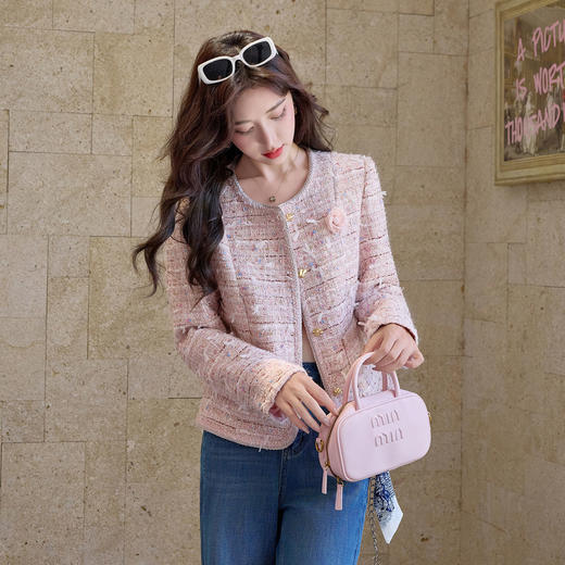 HR YJLY8621气质简约小香单排扣法式短外套 商品图2