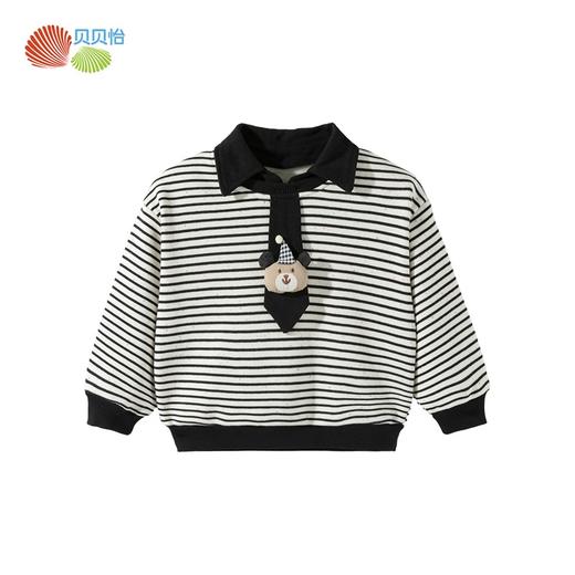 【小小绅士卫衣】秋冬新款加绒保暖套头卫衣男童运动休闲条纹上衣ZB3ES086 商品图2
