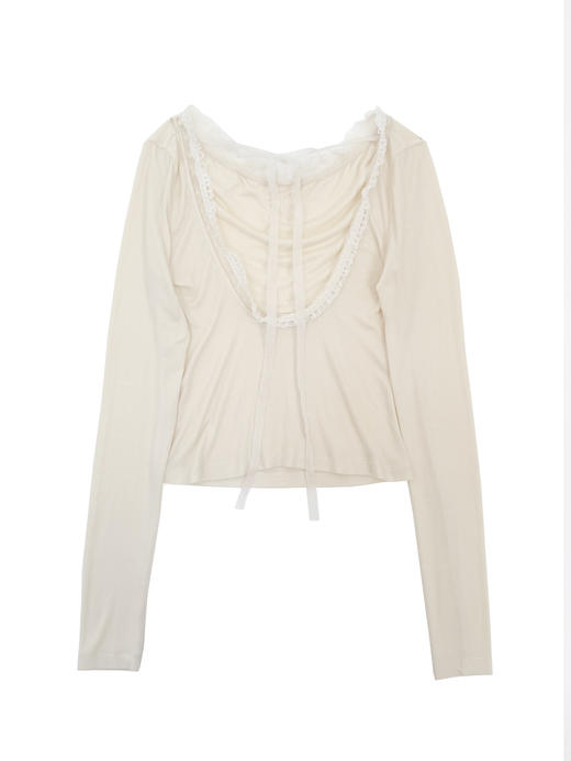 Kaiy Xiao 魔法系列 纯色花边后背系带长袖 商品图10